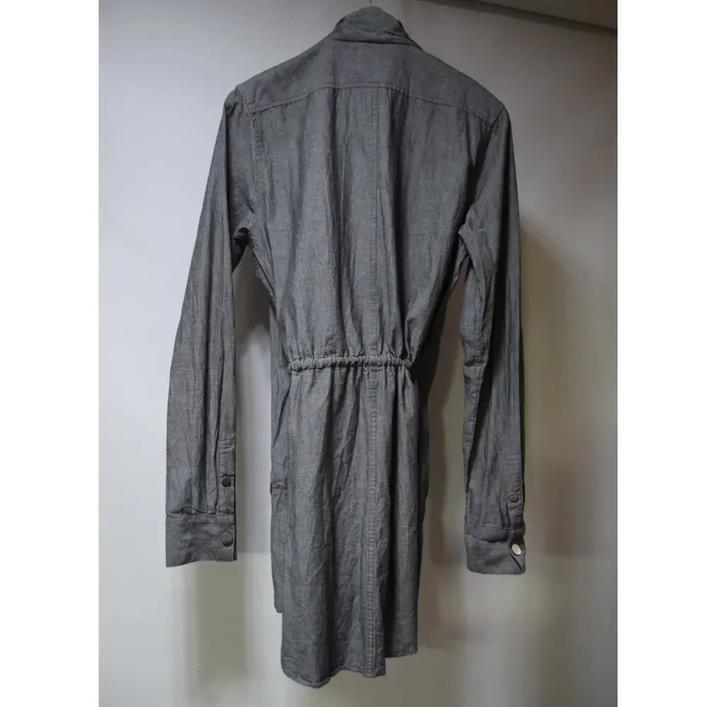 Diesel Black Gold Gray Cotton Utility Shirt Dress Jacket Drawstring Waist